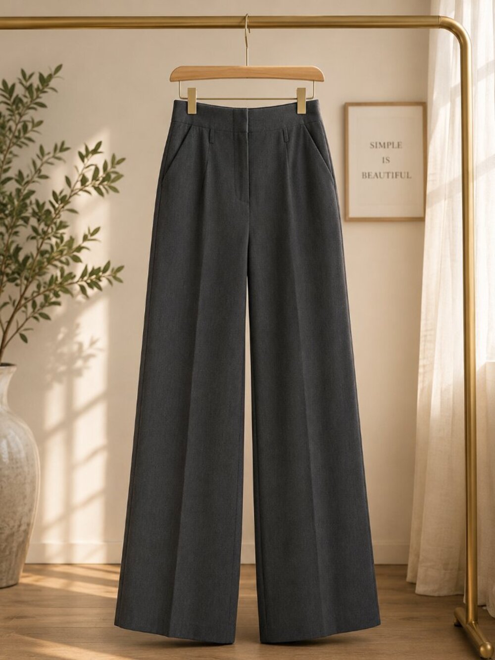 Vintage Body by Victoria Wide Leg Dress Pants Gray Size 10 33.5” Inseam